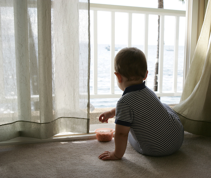 Jace eating Cheerios with an amazing new view!!