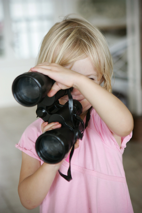 Maddie trying out the binoculars!