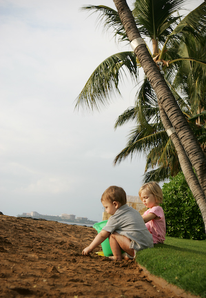 Jace and Maddie playing in the sand.