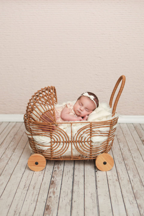 Glendora Newborn Photography, Newborn Baby Girl in Prop Stroller