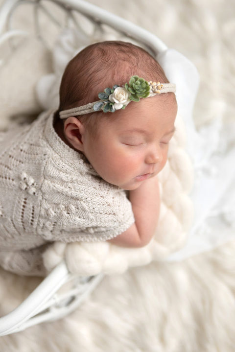 Newborn Baby Girl on Prop Bed, Diana Henderson Photography, Los Angeles Newborn Photography