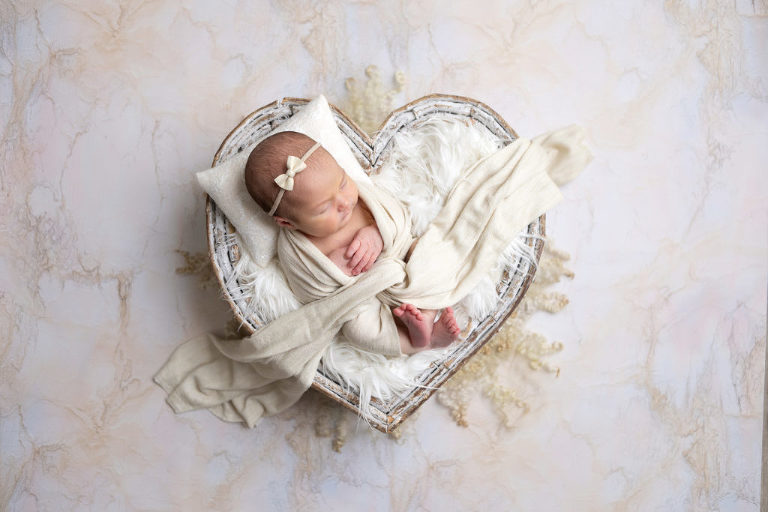 Newborn Baby Girl on Prop Heart, Diana Henderson Photography, Los Angeles Newborn Photography