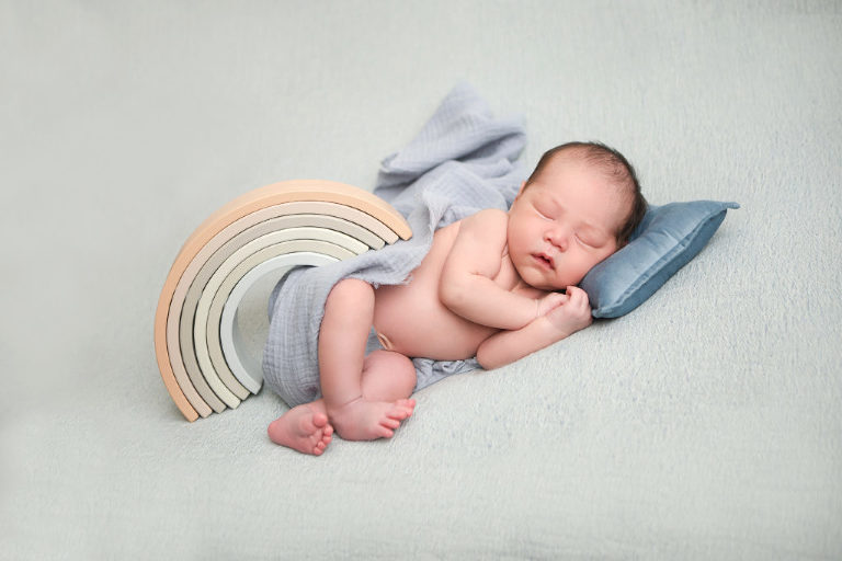 Los Angeles Newborn Photography Session, Diana Henderson Photography, Baby Boy with Rainbow Prop